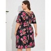 Women's Plus Size Summer Dresses Loose Floral Print Ruffle Mini Flowy Dress - 2 of 4