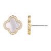 Adornia 14k Gold Plated Mother of Pearl Halo CZ Clover Stud Earrings - 4 of 4