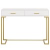 INFURNIC Desks White and Gold Computer Desk with 2 Drawers Modern Minimalist Style for Small Spaces, White, 39.37"*19.69"*29.92" - 4 of 4