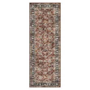 Washable Vintage Floral Print Living Room Rugs, Distressed Print Soft Non Slip Bedroom Carpet, Large Stain Resistant Dining Room Rugs - 1 of 4