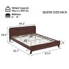 Queen Size Bed Frame, Pine Platform Bed with Rustic Brown Finish, Slatted Base, Modern Farmhouse Design, No Box Spring Needed-The Pop Home - 3 of 4