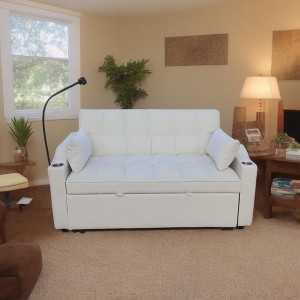 YONWAY Convertible Loveseat Sofa 3-in-1 Reclining Sleeper, Pull-out Couch Bed with USB Ports and Pillows for Living Room Office - 1 of 4