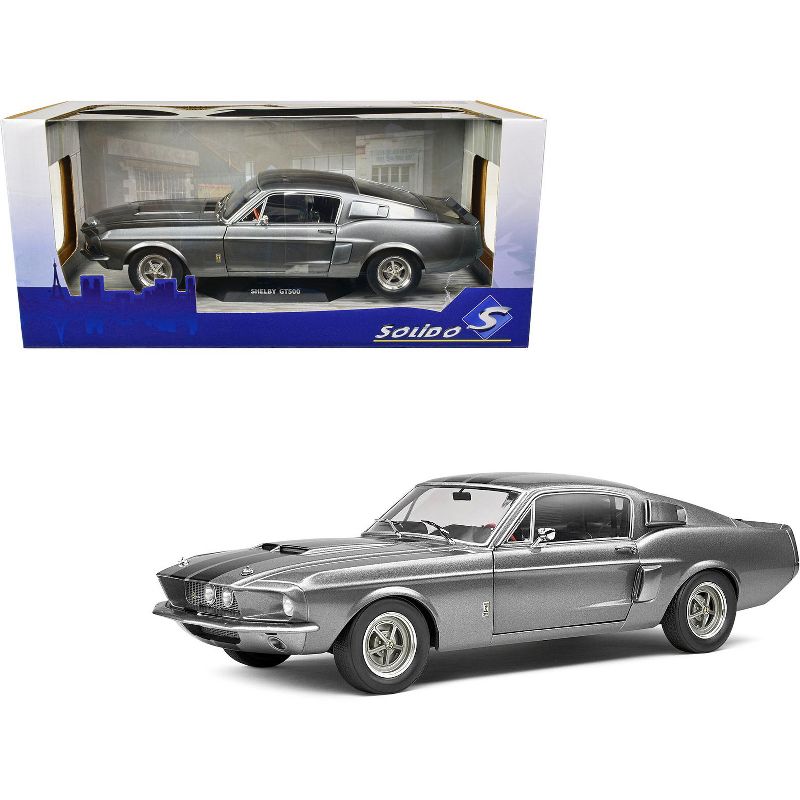 1967 Shelby GT500 Gray Metallic with Black Stripes 1/18 Diecast Model Car by Solido, 1 of 7