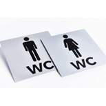 WYT "Bamodi XXL" Toilet Signs - Male & Female Bathroom Plaques - Aluminium Square - Matte Look - Easy To Apply - Set of 2 - 4.9" x 4.9"