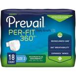 Prevail Per-Fit 360° Unisex Daily Adult Briefs, Refastenable Tabs, Maximum Plus Absorbency