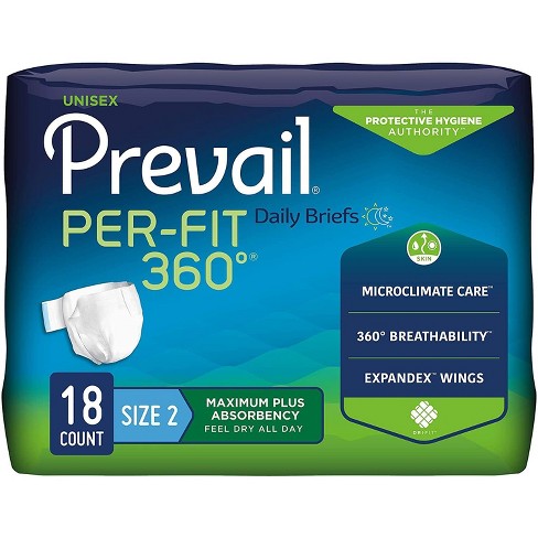 Prevail Per-fit 360° Unisex Daily Adult Briefs, Refastenable Tabs, Maximum  Plus Absorbency : Target
