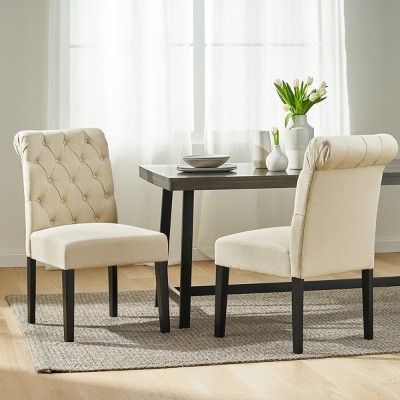 Coolbibila Wooden Tufted Parsons Dining Chairs Set Of 2,Modern Upholstered Armless Dining Chairs,Farmhouse Kitchen Dining Chair