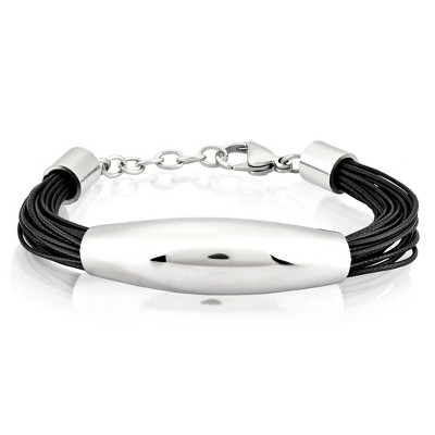 ELYA Women's Polished Elongated Tube Multi-Strand Leatherette Bracelet