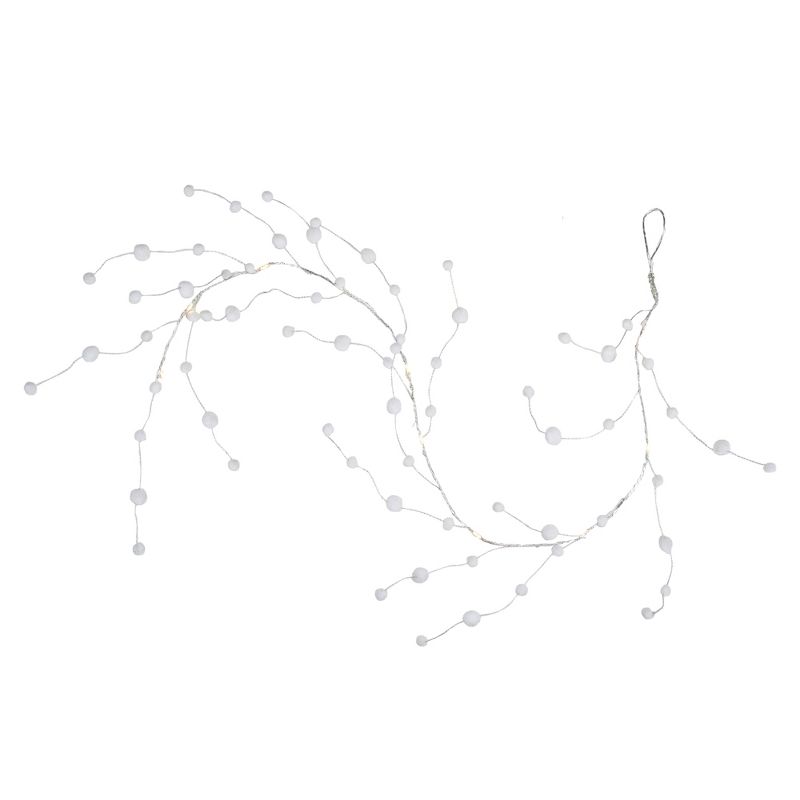 Northlight 10-Count B/O Warm White LED Pom Pom Garland Christmas Lights - 3' Clear Wire, 1 of 5