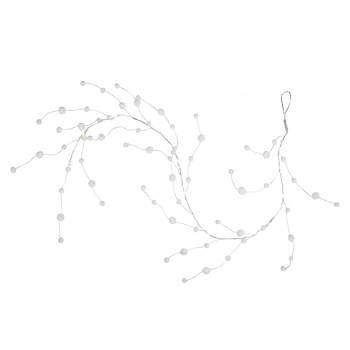 Northlight 10-Count B/O Warm White LED Pom Pom Garland Christmas Lights - 3' Clear Wire