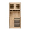 GDFStudio Jim Farmhouse 35.4" Freestanding Tall Kitchen Pantry Cabinet with Wine Rack and Tempered Glass Doors - 4 of 4