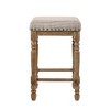 Simple Relax Set of 2 Fabric Upholstered Counter Height Stools in Weathered Oak and Beige - 3 of 4