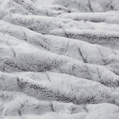 Gray Twin Reversible Faux Fur Bedspread Set