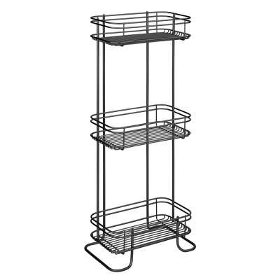 iDESIGN 3 Tier Bathroom Basket Stand Freestanding Organizer Shelves Bathroom Storage Organizer