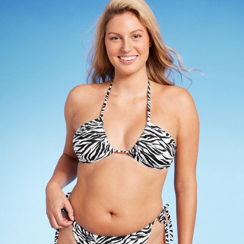 Women's Multiway U-neck Bralette Bikini Top - Wild Fable™ Black/white Zebra  Print : Target