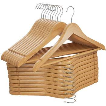 Wooden Hangers - Natural Wood Durable Heavy Duty Coat Hangers - Premium Solid Clothes Hangers with Chrome Swivel Hook- Homeitusa