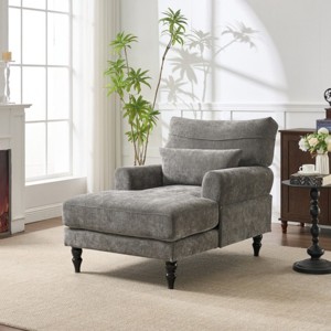 Modern Fabric Upholstered Chaise Lounge Chair,Accent Chair with Cushion and Wood Frame for Living Room,Indoor Lounge Sofa Chair-Koiai - 1 of 4