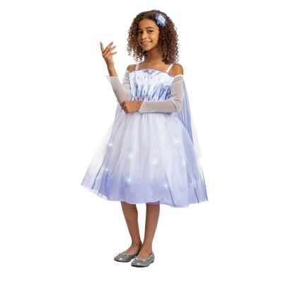 Photo 1 of Kids&#39; Disney Frozen Elsa Deluxe Light Up Halloween Costume Dress with Headpiece S (4-6x)