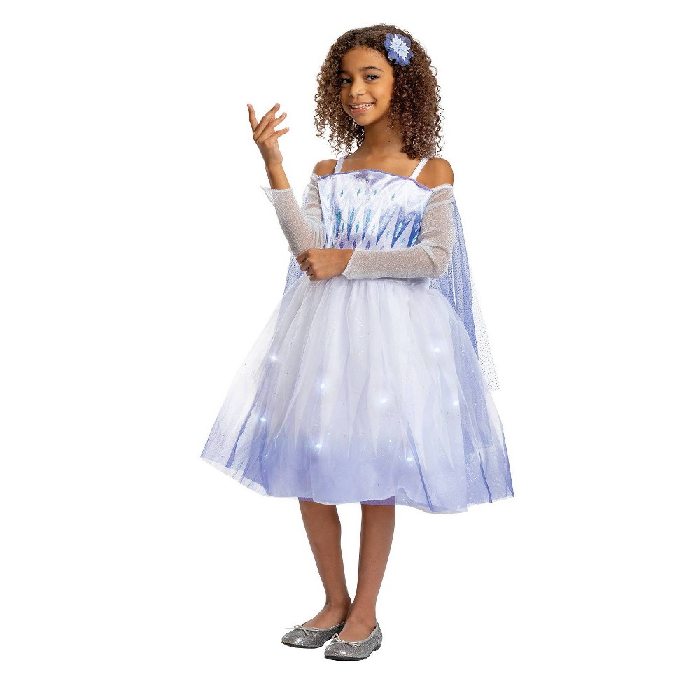 Kids' Disney Frozen 2 Elsa Deluxe Light Up Halloween Costume Dress with Headpiece XS (3-4T) -  83906976