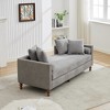 75.2''W Chenille Upholstered Chaise Lounge with Rubberwood Legs & Nailheads Armrests, Daybed With 4 Throw Pillows & 2 Bolsters - ModernLuxe - 4 of 4