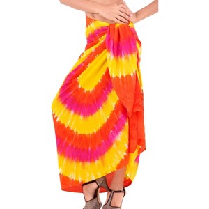 LA LEELA Women's Summer Beach Wrap Bikini Wraps Sarong Cover up Bathing suit Swimsuit Cover Ups for Swimwear Women One Size Orange, Tie Dye Design - 1 of 4