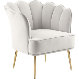 Meridian Furniture Jester Cream Velvet Accent Chair with Gold Iron Legs - 1 of 4