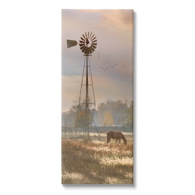 Stupell Industries Grazing Horse Rural Windmill Pasture Canvas Wall Art