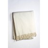 HomeRoots 50" X 67" Cream Cotton Blend Woven Plush Throw Blanket with Fringe - 4 of 4