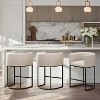 NEWLAYOUT Counter Height Bar Stools Set of 3, 24" Height Barstools for Dining Room, Upholstered Bar Chair for Kitchen Island, Beige - 2 of 4