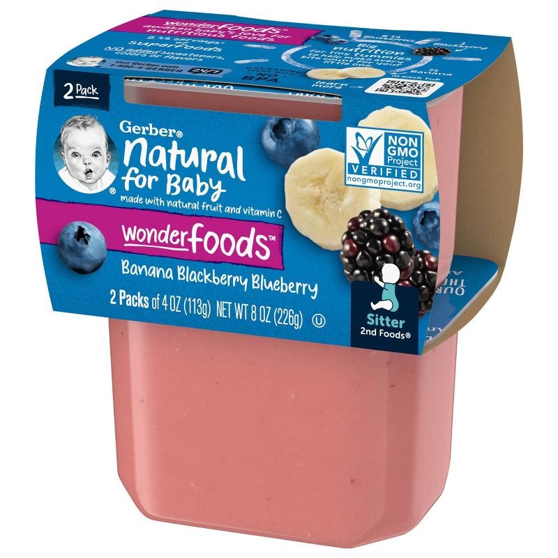 Gerber Sitter 2nd Food Banana Blackberry &#38; Blueberry Baby Food Tubs - 2ct/4oz Each, 4 of 7