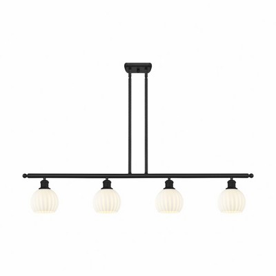 White Venetian - 4 Light Stem Hung Island In Modern Style-9 Inches Tall and 48 Inches Wide