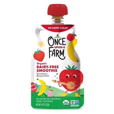 Once Upon a Farm Organic Dairy-Free Strawberry Banana Swirl Kids' Smoothie - 4oz Pouch