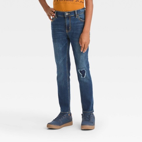 Girls Jeans Pants Size 7 Skinny Adjustable Waist Pockets Blue Snap Button  Kids
