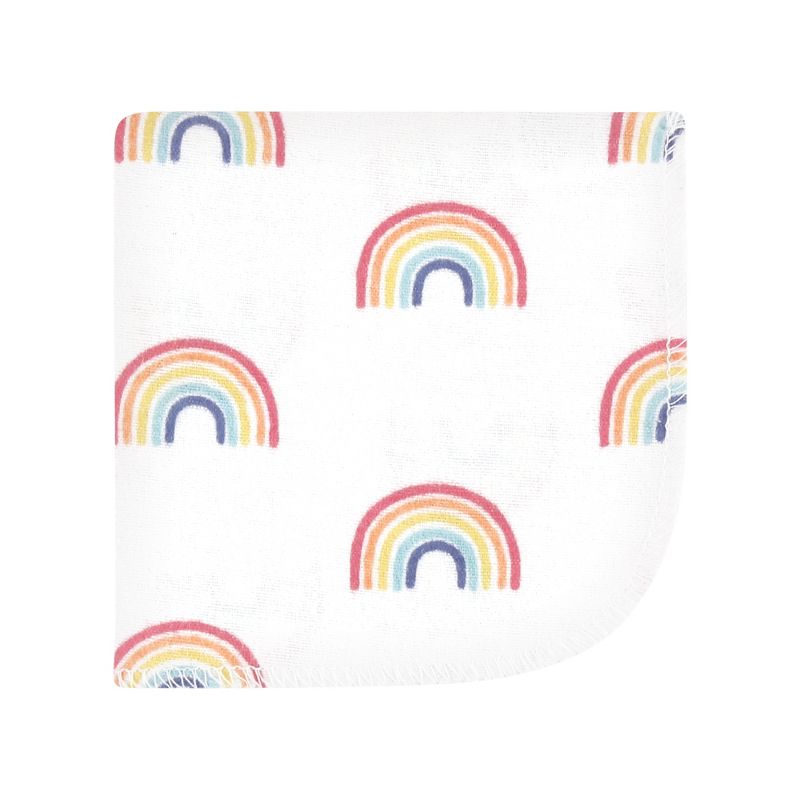 Hudson Baby Infant Girl Flannel Washcloths, Creative Rainbow 12Pk, One Size, 3 of 9