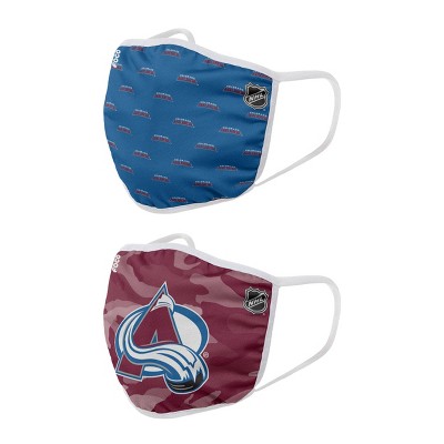 NHL Colorado Avalanche Youth Clutch Printed Face Covering - 2pk