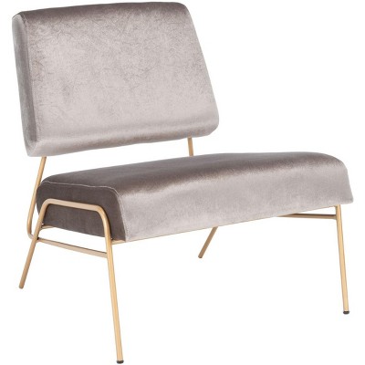 Romilly 32" Slipper Accent Chair in Gray Velvet and Gold Metal