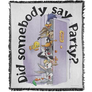 Wb 100th Looney Tunes Friends Party Blanket 50"x60" Woven Tapestry - 1 of 4