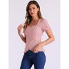 INSPIRE CHIC Women's Square Neck Solid Color Puff Short Sleeve Lace Up Gothic Blouse - 4 of 4