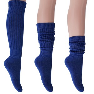 Women's Slouch Socks – Soft Cotton Scrunch Socks, Retro Knee-High Boot Socks for Casual Wear & Comfort (6 Pairs) - 1 of 1
