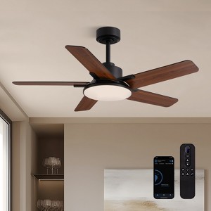 Siljoy 44-in Black Ceiling Fan with LED Light and Remote Control Include (5 Blades) For Bedroom Living Room and kitchen - 1 of 4