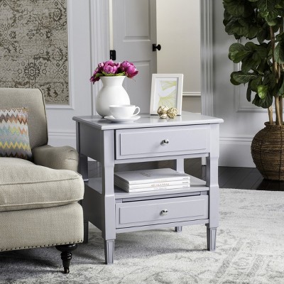 Jenson Gray Transitional 2-Drawer Wood Nightstand