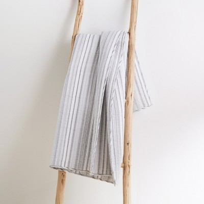 Bondi 50x60in Grey and White Cotton Quilted Throw