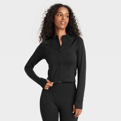 Women s Seamless Fitted Full Zip Jacket Joylab Black XXL