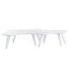 GlasFlength Modern Noval Coffee Tables, Center Table with Sleek Minimalist Design for Living Room Decor, White,47.2”*34.2”*14" - 2 of 4