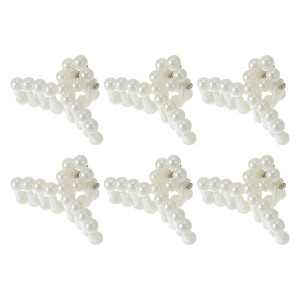 Unique Bargains Women Fashion Pearl Mini Hair Clip Pearl Oval Hairdo Clips 6 Pcs - 1 of 4