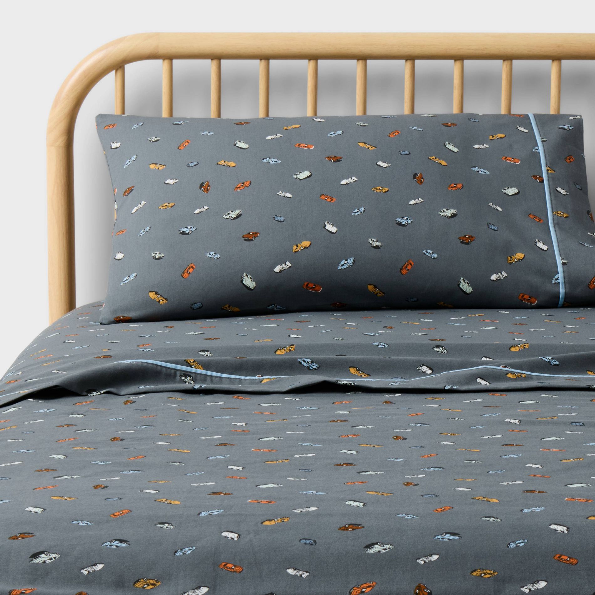 Hot Wheels Retro Car Kids' Cotton Sheet Set Gray - Hot Wheels by Pillowfort™