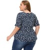 Agnes Orinda Women's Plus Size Floral Pleated V Neck Short Sleeve Tiered Babydoll Blouses - 4 of 4