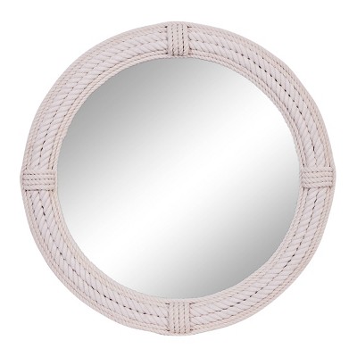 Coastal Wood Round Wall Mirror - White - Olivia & May