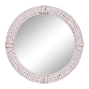 Coastal Wood Wall Mirror with Wrapped Rope Accents White - Olivia & May: Nautical Beach Decor, No Assembly Required - 1 of 4