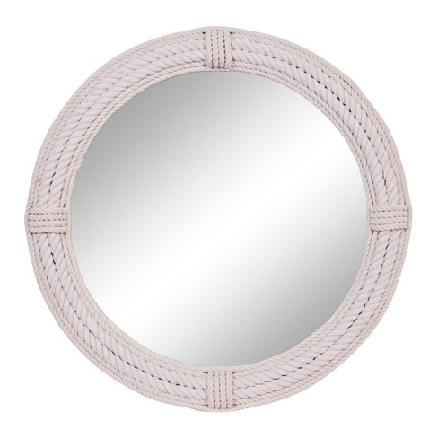 Coastal Wood Wall Mirror With Wrapped Rope Accents White - Olivia & May :  Target